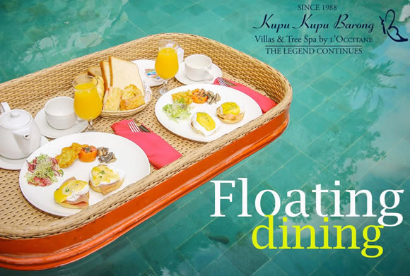 floating breakfast at KUPU KUPU BARONG Villas in Ubud